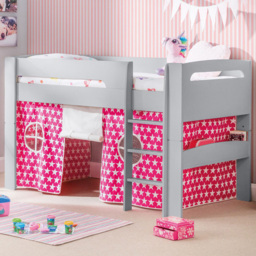 Julian Bowen Pluto Single Grey Mid Sleeper with Pink Star Tent