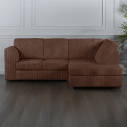 Luxor 4 Seater Chocolate Jumbo Cord Right Hand L Shaped Corner Sofa with Full Back