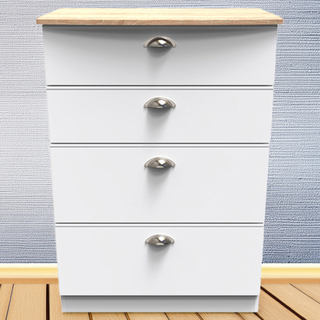 Crowndale Victoria White Ash and Oak 4 Drawer Deep Chest of Drawers - image 1