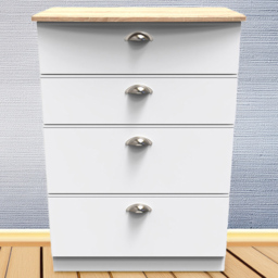 Crowndale Victoria White Ash and Oak 4 Drawer Deep Chest of Drawers