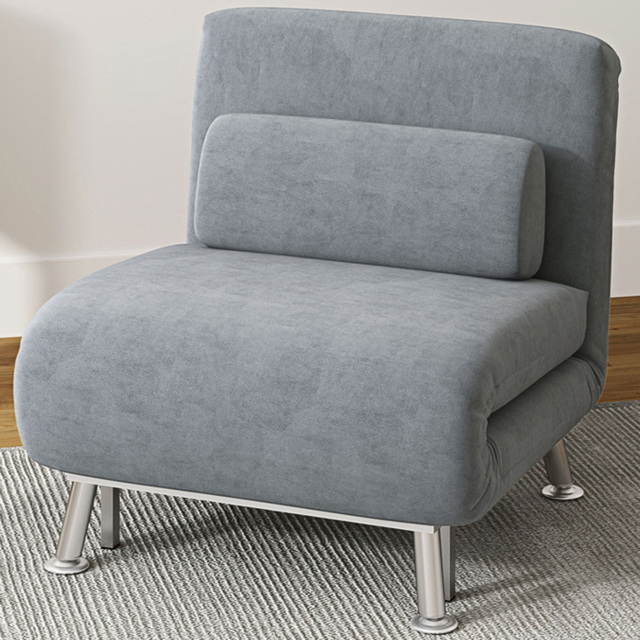 HOMCOM Single Grey Velvet Chair Bed with Adjustable Backrest - image 1