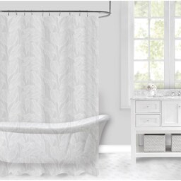 White Fine Leaf Shower Curtain 180 x 180cm
