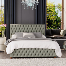Laurence Llewelyn-Bowen Seren Small Double Duck Egg Plush Velvet Ottoman Bed