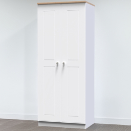 Crowndale Victoria White Ash and Oak 2 Door Wardrobe - thumbnail 1