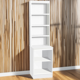 R White Cabinets 6 Tier White Desk Height Bookcase with Hutch - thumbnail 1