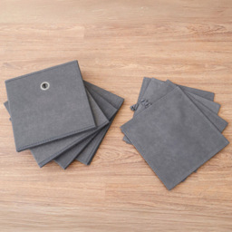Home Source Grey Fabric Cube Storage Box 4 Pack - thumbnail 3