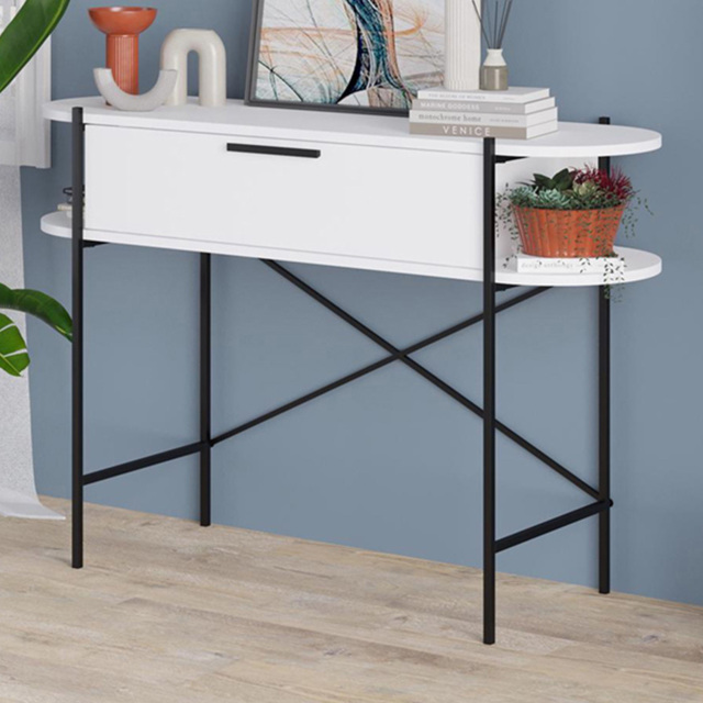 FWStyle Otis White Single Drawer Hallway Console Table - image 1