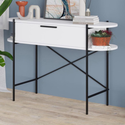 FWStyle Otis White Single Drawer Hallway Console Table - thumbnail 1