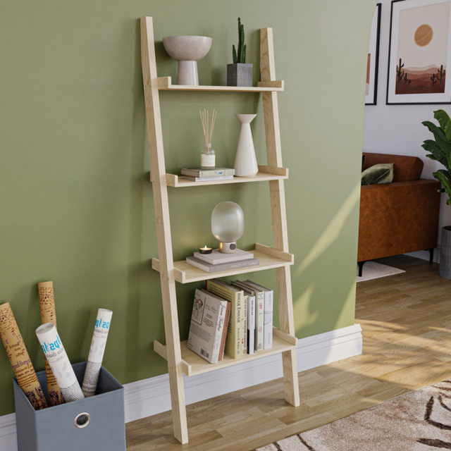 Vida Designs York 4 Shelf Pine Ladder Bookcase - image 1