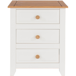 Core Products Capri 3 Drawer White and Waxed Pine Bedside Table - thumbnail 3