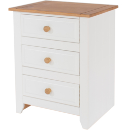 Core Products Capri 3 Drawer White and Waxed Pine Bedside Table - thumbnail 4