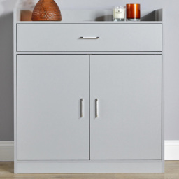 Home Source Novara 2 Door Grey Shoe Storage Drawer Cabinet