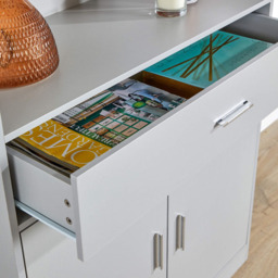 Home Source Novara 2 Door Grey Shoe Storage Drawer Cabinet - thumbnail 4