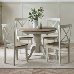 Furniturebox Fowey Marros Light Grey and Limewash Effect 4 Seater Wooden Extendable Dining Set - thumbnail 1