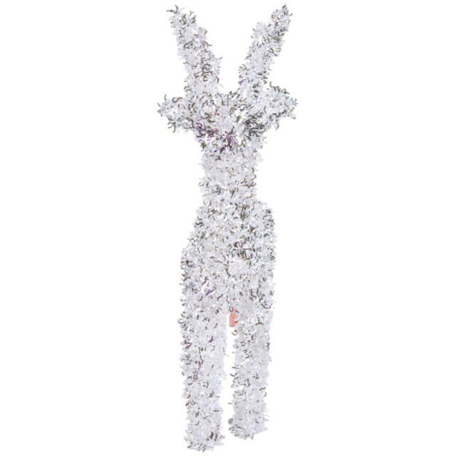 Angel Whispers LED Silver Tinsel Standing Reindeer Christmas Decoration - image 1