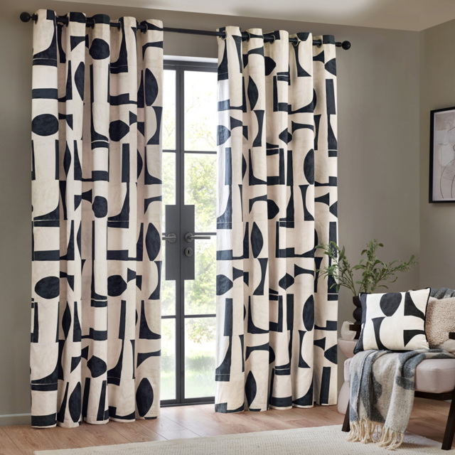 Hoem Carro Dusk Abstract Eyelet Curtains 168 x 229cm - image 1