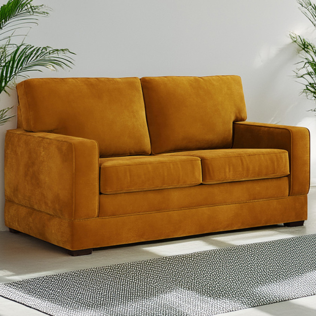 Jay-Be Urban 2 Seater Luxe Velvet Saffron Sofa Bed with e-Pocket Mattress - image 1