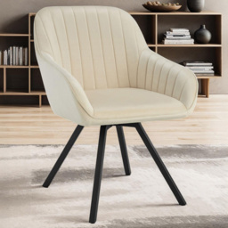 tectake Cream Velvet Swivel Accent Lounge Armchair Set of 2