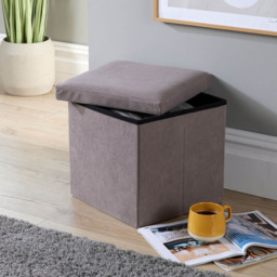 Home Source Corduroy Grey Square Folding Ottoman - thumbnail 3