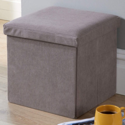 Home Source Corduroy Grey Square Folding Ottoman - thumbnail 1