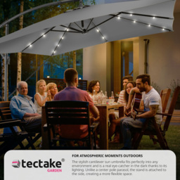 tectake Sunna Light Grey Solar LED Parasol with Cover 2.5m - thumbnail 3