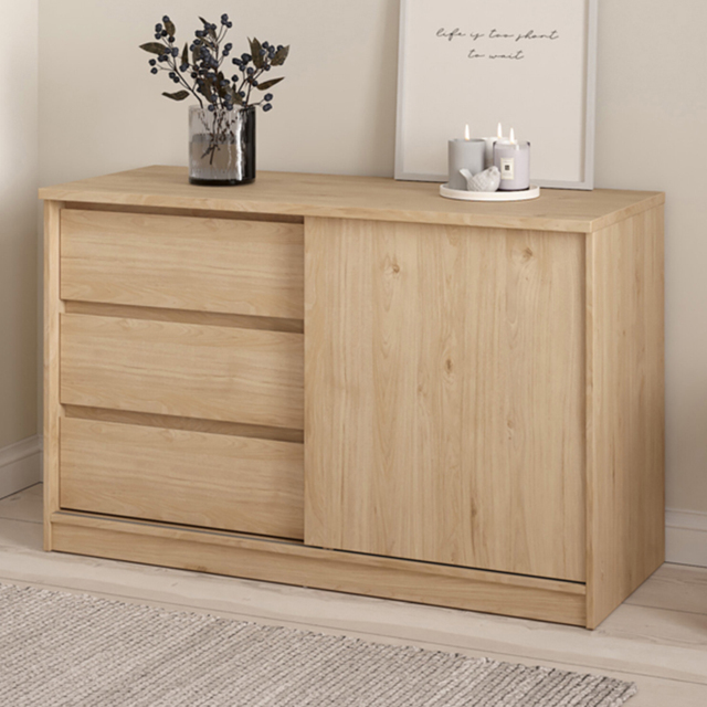 Florence Single Door 3 Drawer Jackson Hickory Oak Sliding Storage Unit - image 1