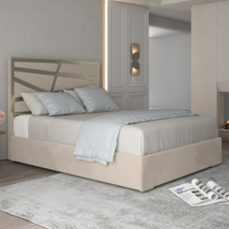 Arabella Silver Super King Size Velvet Upholstered Metal Bed Frame with Panelled Headboard