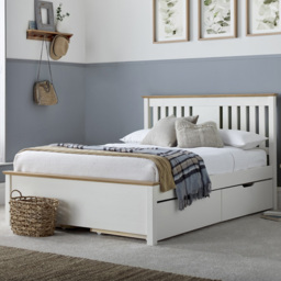 Chester Double Stone White and Oak Bed Frame