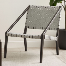 Premier Housewares Kendari Grey Leather Woven Accent Chair