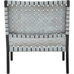 Premier Housewares Kendari Grey Leather Woven Accent Chair - thumbnail 4