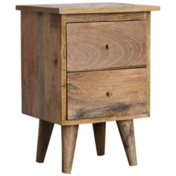 Artisan Furniture Oak-ish Brown 2 Drawer Solid Wood Bedside Table - thumbnail 3