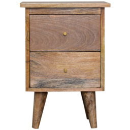 Artisan Furniture Oak-ish Brown 2 Drawer Solid Wood Bedside Table - thumbnail 2