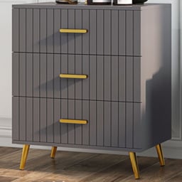 Portland 3 Drawer Grey and Gold Chest of Drawers - thumbnail 1