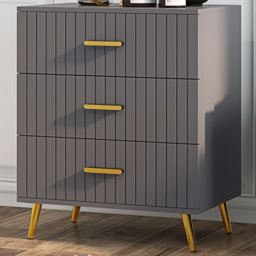 Portland 3 Drawer Grey and Gold Chest of Drawers