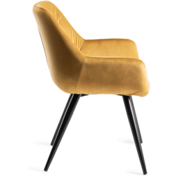 Bentley Designs Dali Mustard Velvet Fabric Upholstered Chair Set of 2 - thumbnail 4
