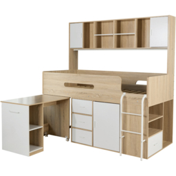Home Source Marsden Oak and White Cabin Bed with Storage Shelf - thumbnail 2