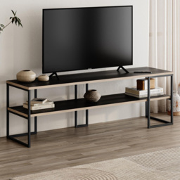 Decortie Black Friday Black Wood Single Shelf TV Stand