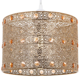 Happy Homewares Polished Gold Acrylic Gem Moroccan Style Chandelier Ceiling Pendant Shade