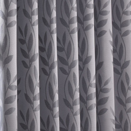 Alan Symonds Dupion Leaf Jacquard Ring Top Eyelet Curtains Green 117 x 229cm - thumbnail 4