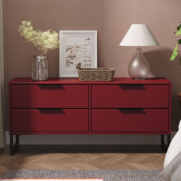 Crowndale Hong Kong 4 Drawer Red Matt Bed Box Ready Assembled