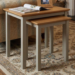 FWStyle Taberno Sage Green and Oak Nesting Side Table Set of 2