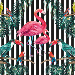 Origin Murals Flamingo Stripe Multicolour Wall Mural - thumbnail 2