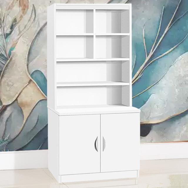 R White Cabinets 2 Door White Desk Height Cupboard with Hutch - image 1