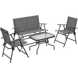 Outsunny 4 Seater Mixed Grey Mesh Fabric Lounge Set with Table - thumbnail 2