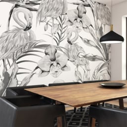 Origin Murals Paradise Flamingo Black Wall Mural - thumbnail 1