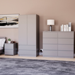 Vida Designs Denver 3 Piece Grey Bedroom Furniture Set - thumbnail 3