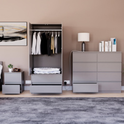 Vida Designs Denver 3 Piece Grey Bedroom Furniture Set - thumbnail 2