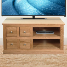 Baumhaus Mobel 4 Drawer Oak TV Cabinet