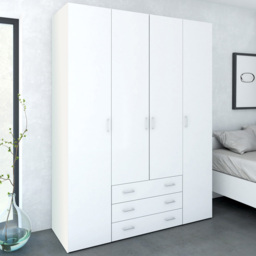 Florence Space 4 Door 3 Drawer White Wardrobe