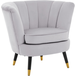 Premier Housewares Loretta Grey Velvet Shell Accent Chair - thumbnail 2